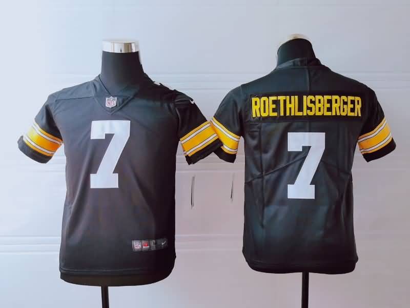 Kids Pittsburgh Steelers Black #7 ROETHLISBERGER NFL Jersey 02