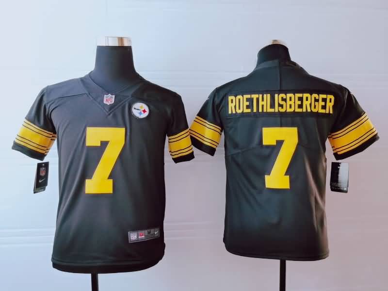 Kids Pittsburgh Steelers Black #7 ROETHLISBERGER NFL Jersey 03