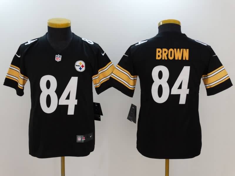 Kids Pittsburgh Steelers Black #84 BROWN NFL Jersey