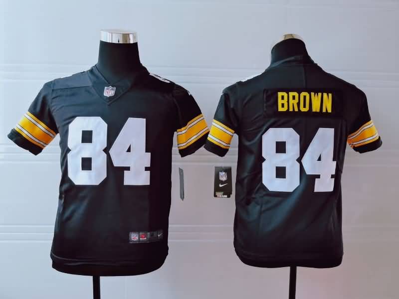 Kids Pittsburgh Steelers Black #84 BROWN NFL Jersey 02