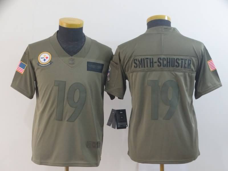 Kids Pittsburgh Steelers #19 SMITH-SCHUSTER Olive Salute To Service NFL Jersey