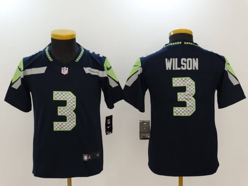 Kids Seattle Seahawks Dark Blue #3 WILSON NFL Jersey