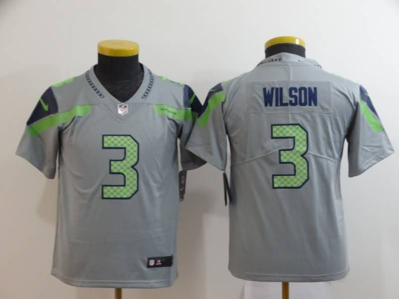 Kids Seattle Seahawks Grey #3 WILSON Inverted Legend NFL Jersey