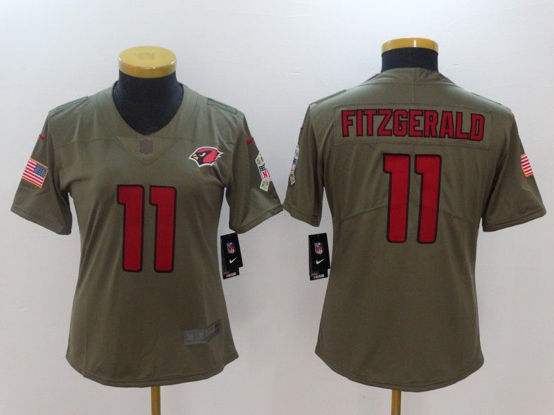 Arizona Cardinals #11 FITZGERALD Olive Salute To Service Women NFL Jersey