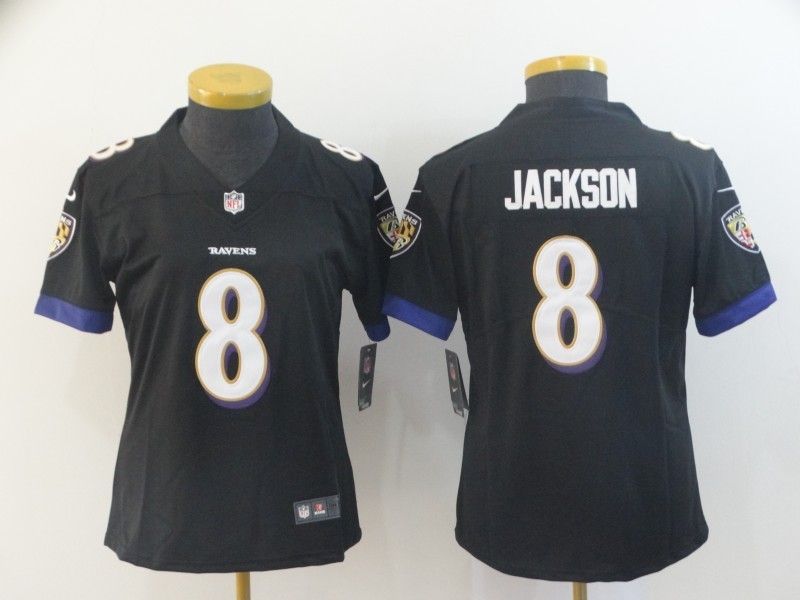 Baltimore Ravens #8 JACKSON Black Women NFL Jersey