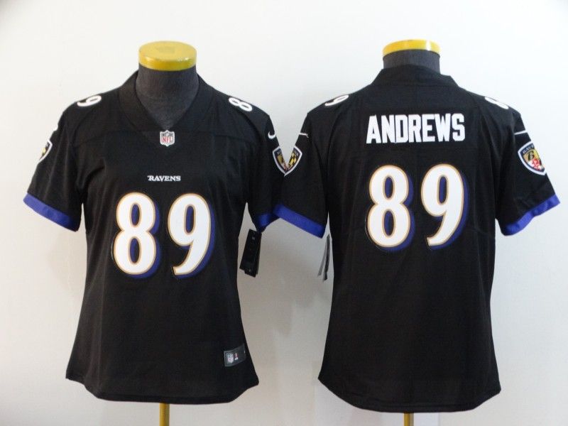 Baltimore Ravens #89 ANDREWS Black Women NFL Jersey