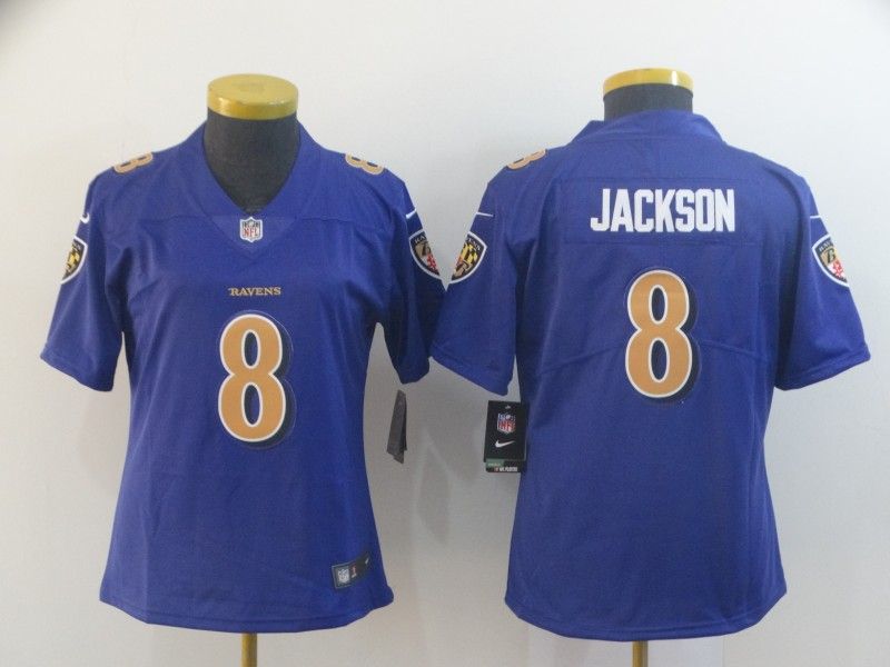 Baltimore Ravens #8 JACKSON Blue Women NFL Jersey