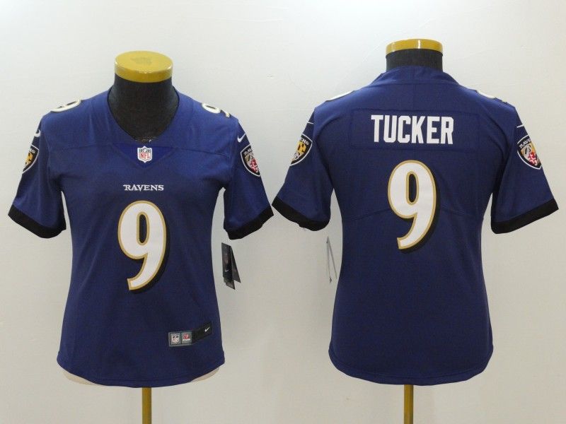 Baltimore Ravens #9 TUCKER Blue Women NFL Jersey
