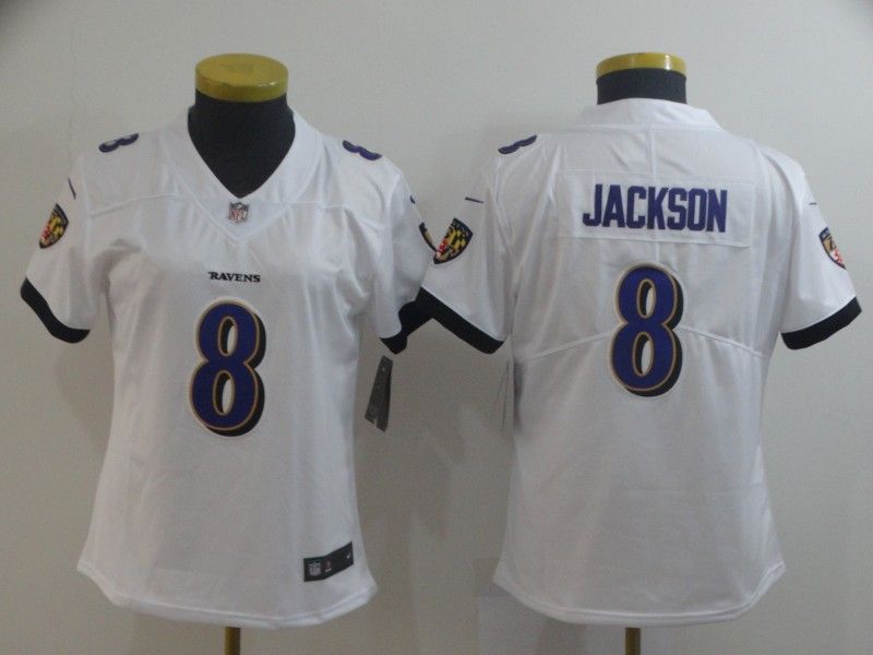 Baltimore Ravens #8 JACKSON White Women NFL Jersey