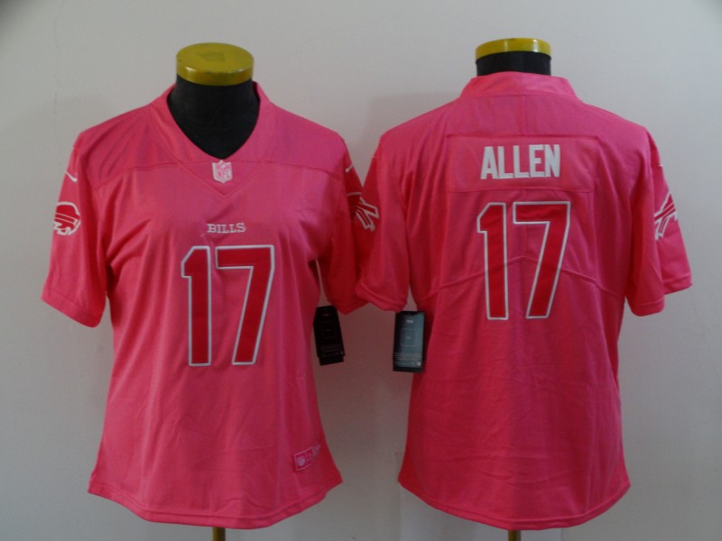 Buffalo Bills Pink #17 ALLEN Fashion Women NFL Jersey