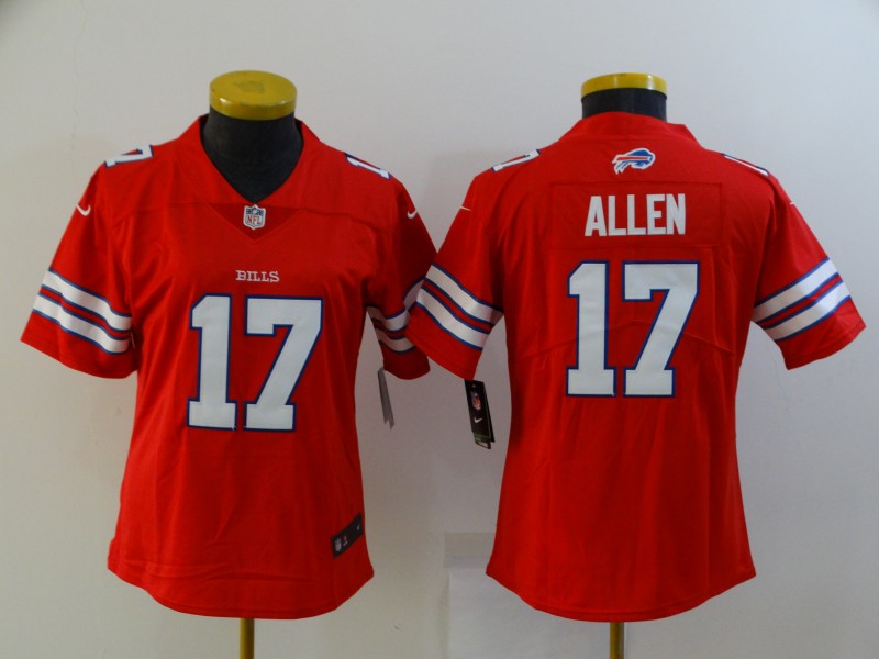 Buffalo Bills Red #17 ALLEN Women NFL Jersey