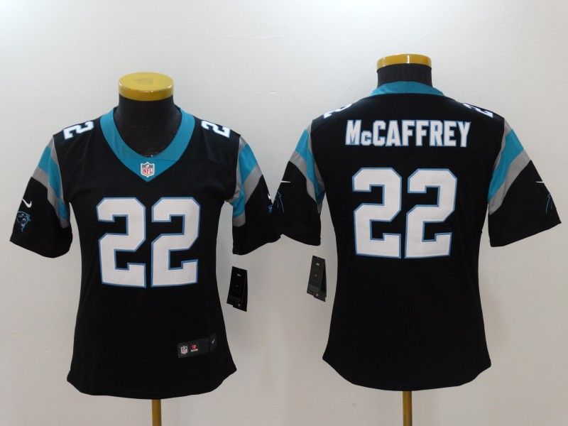 Carolina Panthers #22 McCAFFREY Black Women NFL Jersey