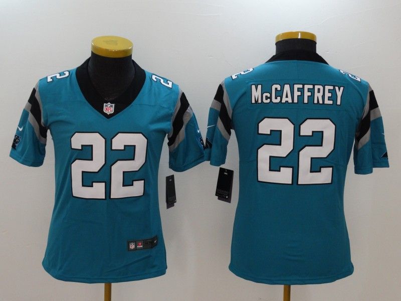 Carolina Panthers #22 McCAFFREY Blue Women NFL Jersey