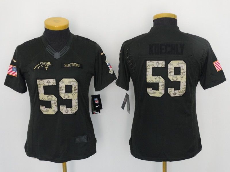 Carolina Panthers #59 KUECHLY Olive Salute To Service Women NFL Jersey