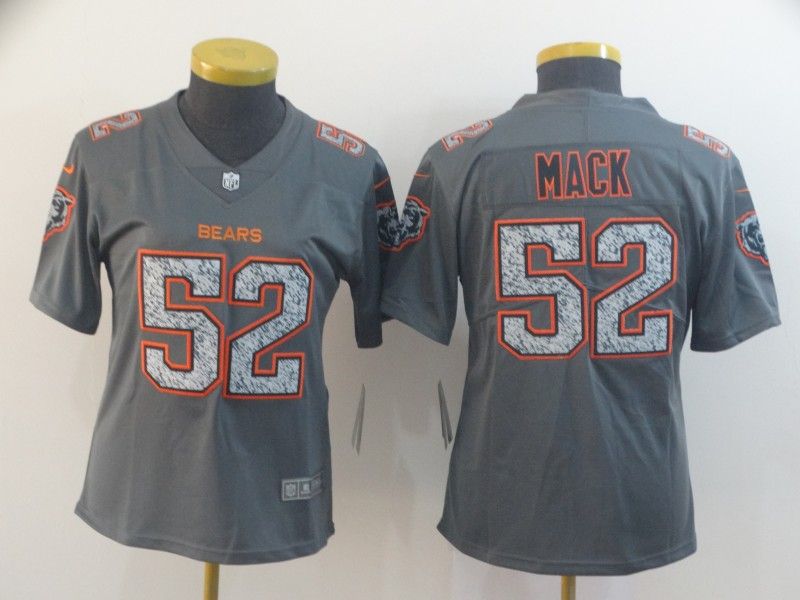 Chicago Bears #52 MACK Grey Fashion Women NFL Jersey