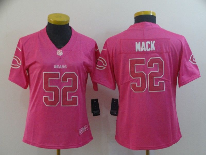 Chicago Bears #52 MACK Pink Fashion Women NFL Jersey