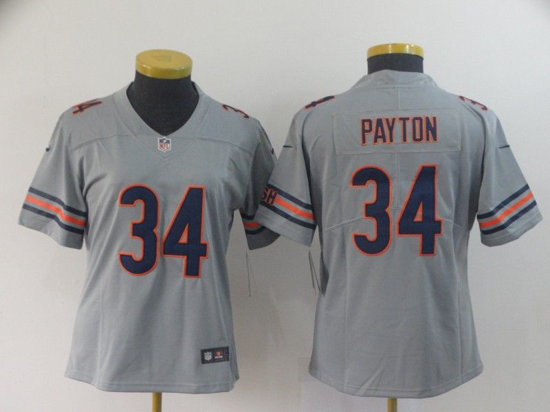 Chicago Bears #34 PAYTON Grey Inverted Legend Women NFL Jersey