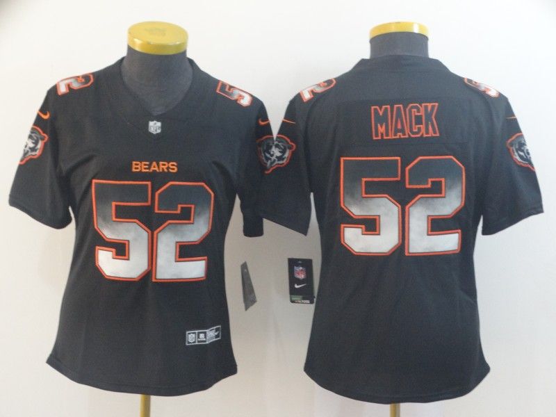 Chicago Bears #52 MACK Black Smoke Fashion Women NFL Jersey