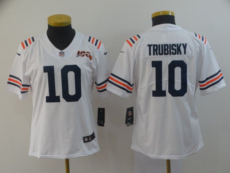 Chicago Bears #10 TRUBISKY White Women NFL Jersey