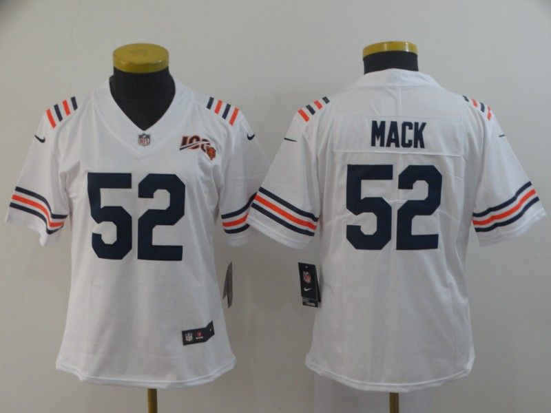 Chicago Bears #52 MACK White Women NFL Jersey