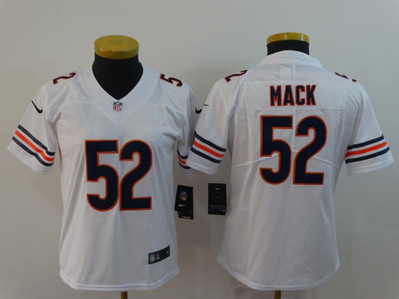 Chicago Bears #52 MACK White Women NFL Jersey 02