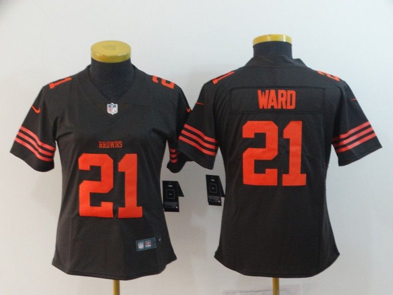 Cleveland Browns #21 WARD Brown Women NFL Jersey