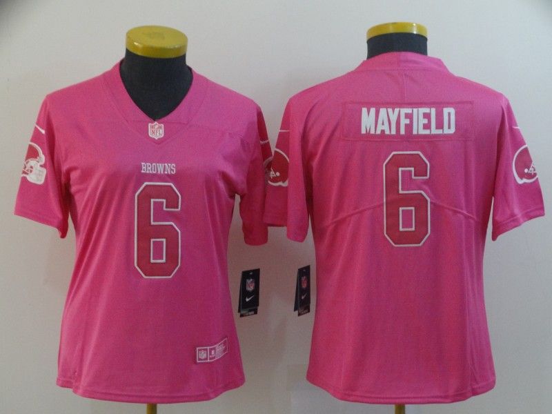 Cleveland Browns #6 MAYFIELD Pink Fashion Women NFL Jersey