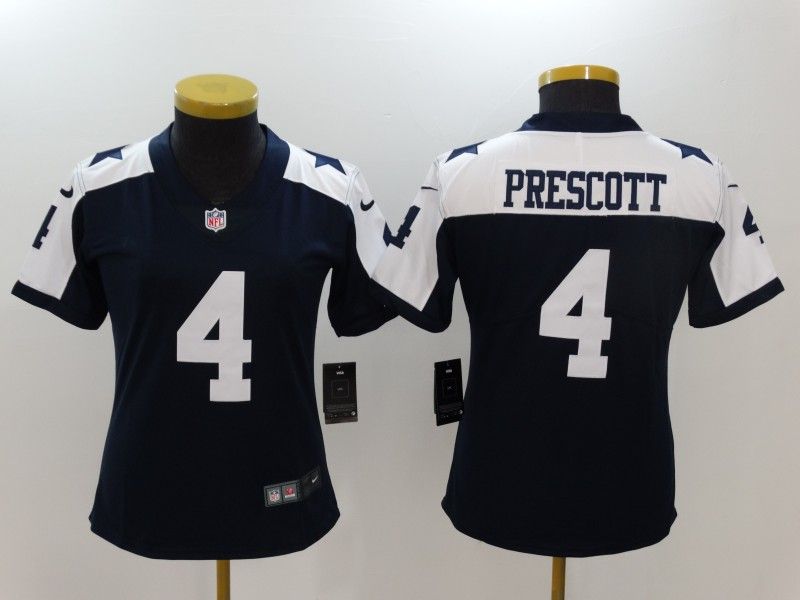 Dallas Cowboys #4 PRESCOTT Dark Blue Women NFL Jersey