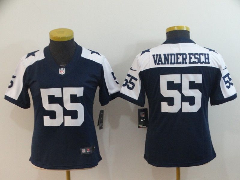 Dallas Cowboys #55 VANDERESCH Dark Blue Women NFL Jersey