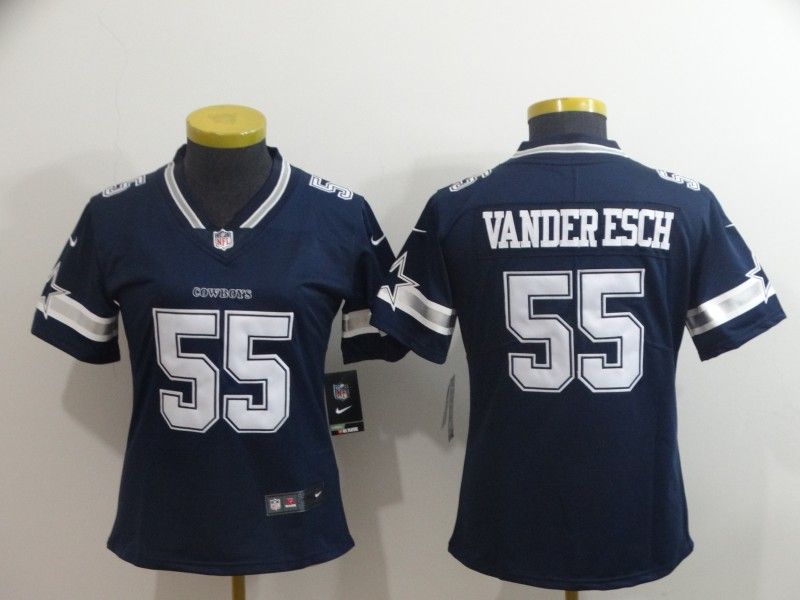 Dallas Cowboys #55 VANDERESCH Dark Blue Women NFL Jersey 02