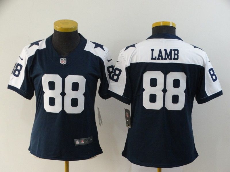 Dallas Cowboys #88 LAMB Dark Blue Women NFL Jersey