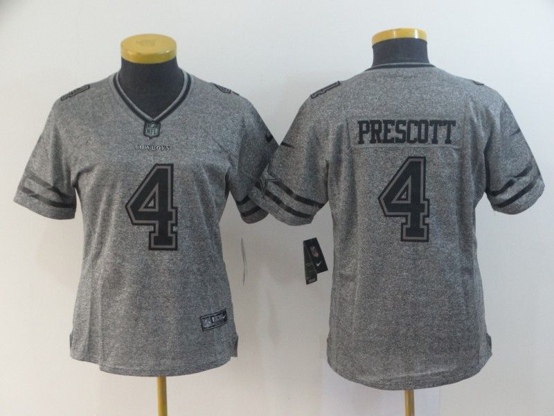 Dallas Cowboys #4 PRESCOTT Grey Women NFL Jersey