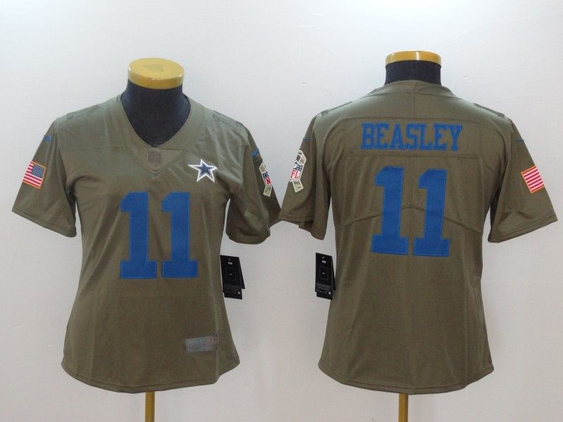 Dallas Cowboys #11 BEASLEY Olive Salute To Service Women NFL Jersey