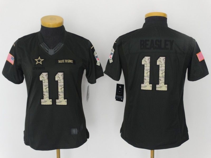 Dallas Cowboys #11 BEASLEY Olive Salute To Service Women NFL Jersey 02