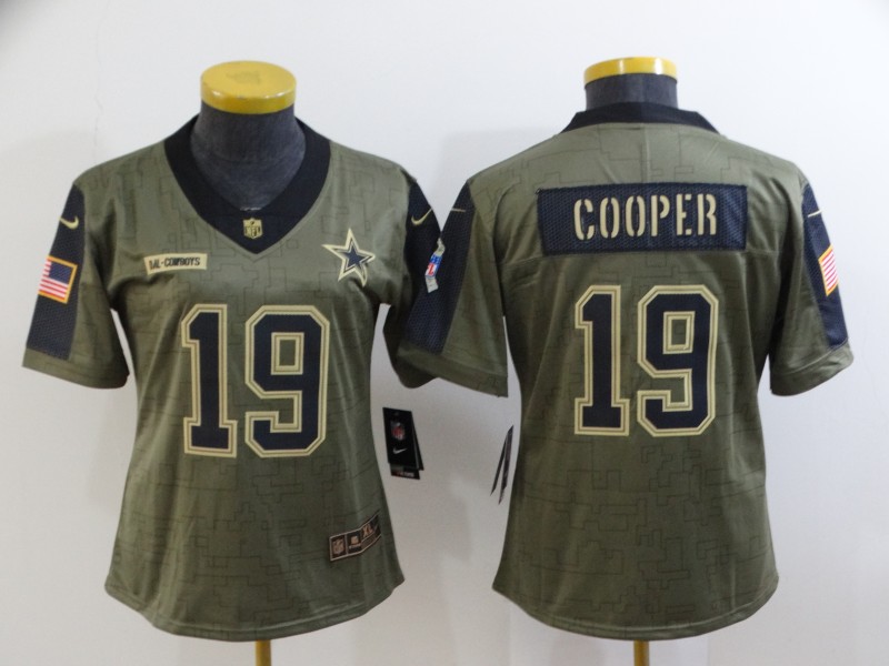 Dallas Cowboys #19 COOPER Olive Salute To Service Women NFL Jersey