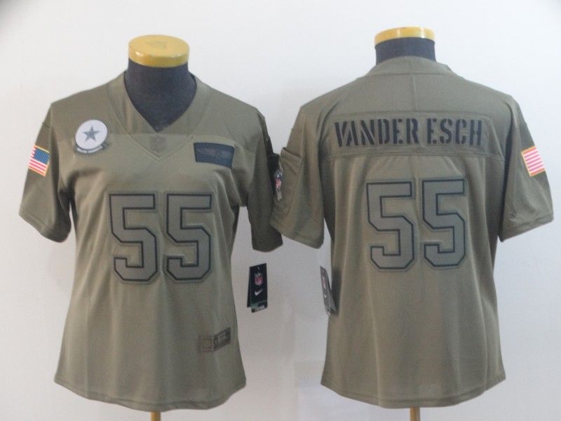 Dallas Cowboys #55 VANDERESCH Olive Salute To Service Women NFL Jersey