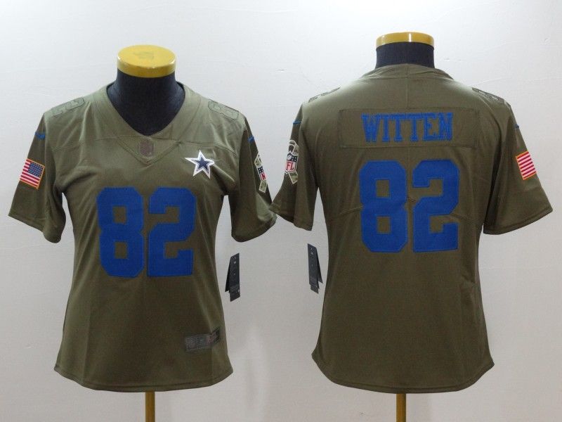 Dallas Cowboys #82 WITTEN Olive Salute To Service Women NFL Jersey