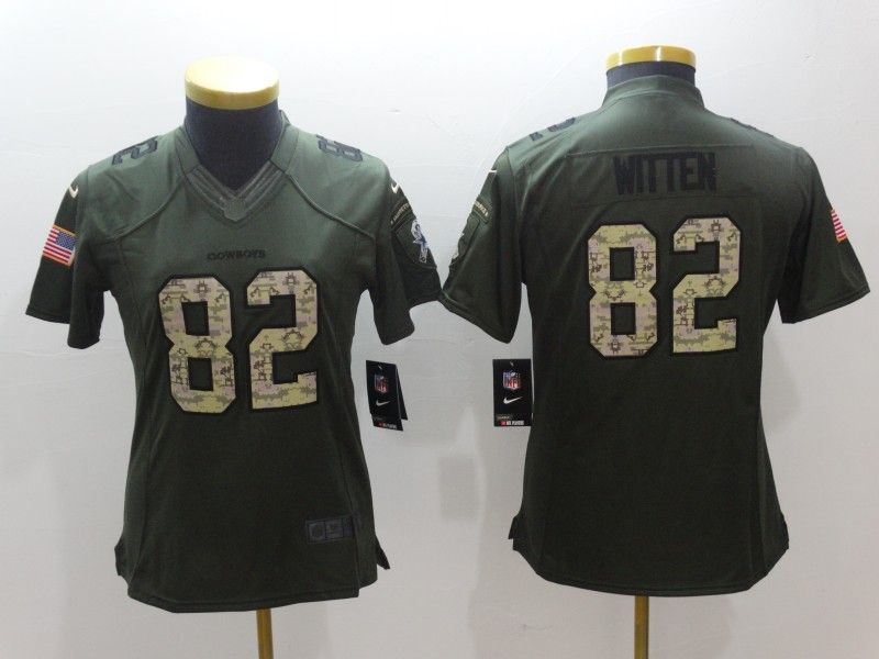 Dallas Cowboys #82 WITTEN Olive Salute To Service Women NFL Jersey 03