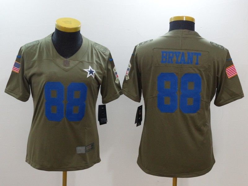 Dallas Cowboys #88 BRYANT Olive Salute To Service Women NFL Jersey