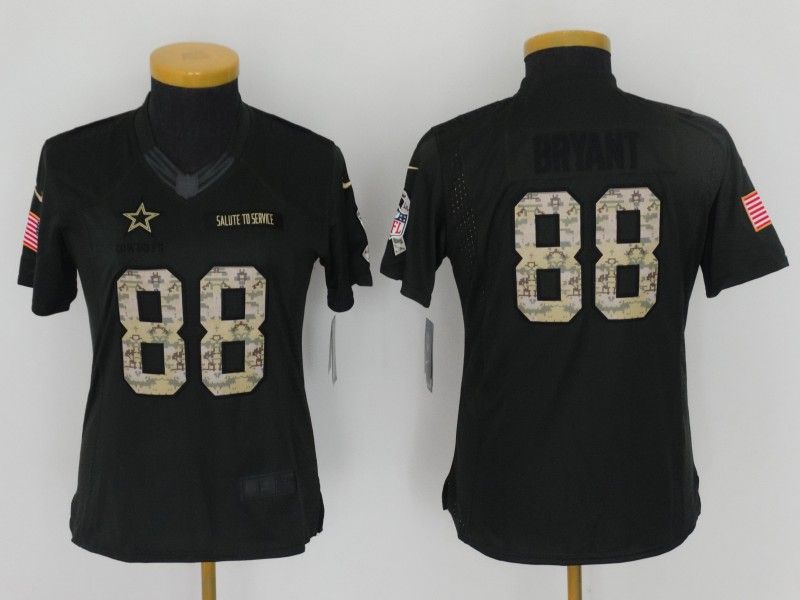 Dallas Cowboys #88 BRYANT Olive Salute To Service Women NFL Jersey 02