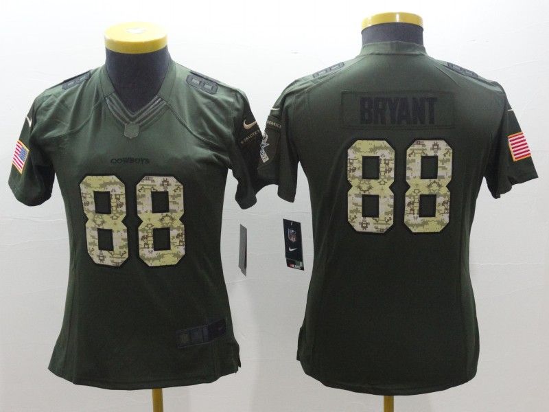 Dallas Cowboys #88 BRYANT Olive Salute To Service Women NFL Jersey 03