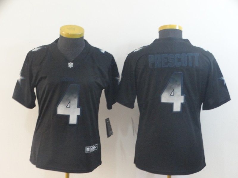 Dallas Cowboys #4 PRESCOTT Black Smoke Fashion Women NFL Jersey