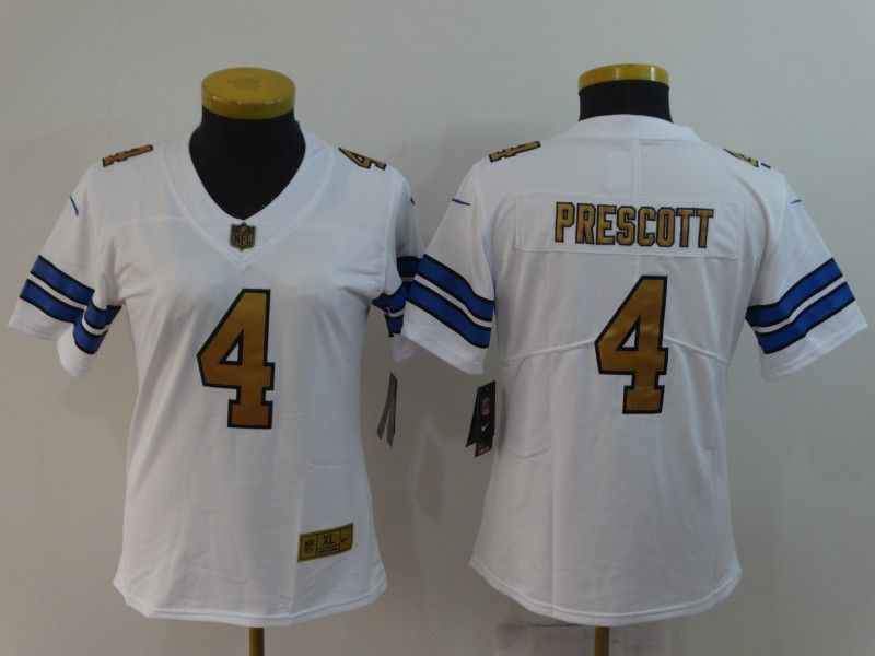 Dallas Cowboys #4 PRESCOTT White Women NFL Jersey