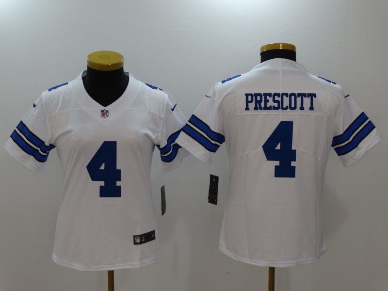 Dallas Cowboys #4 PRESCOTT White Women NFL Jersey 03