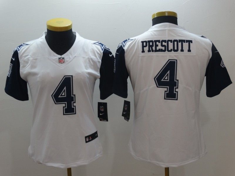 Dallas Cowboys #4 PRESCOTT White Women NFL Jersey 04