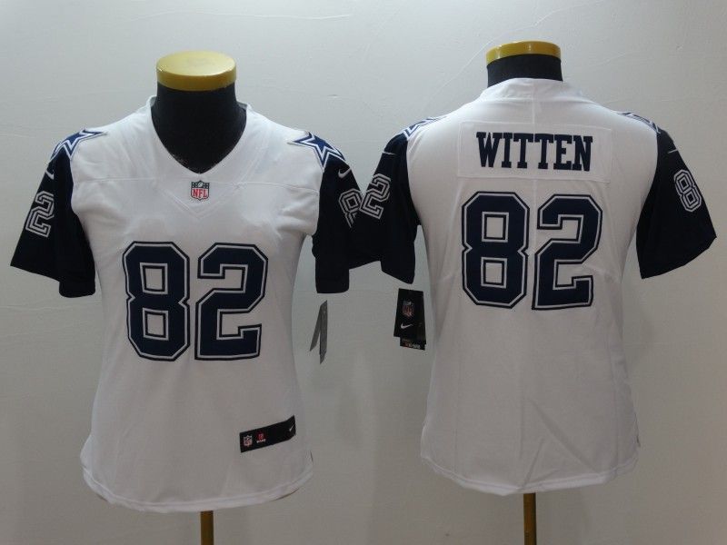 Dallas Cowboys #82 WITTEN White Women NFL Jersey