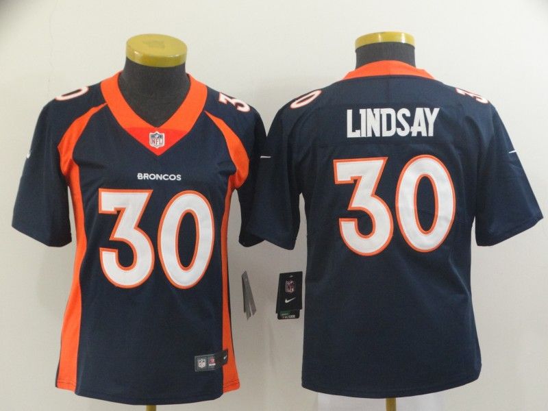Denver Broncos #30 LINDSAY Dark Blue Women NFL Jersey