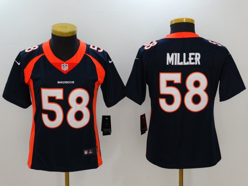Denver Broncos #58 MILLER Dark Blue Women NFL Jersey