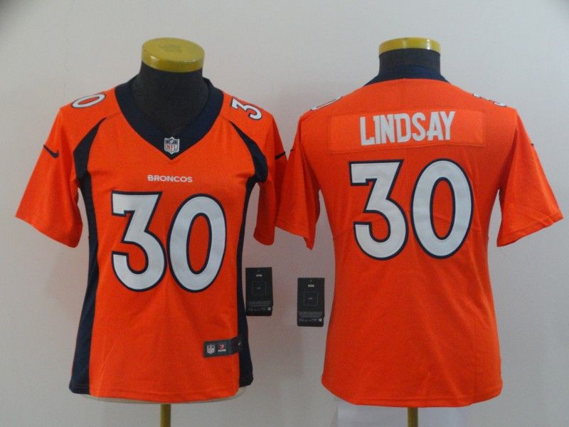 Denver Broncos #30 LINDSAY Orange Women NFL Jersey