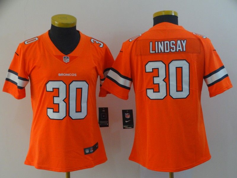 Denver Broncos #30 LINDSAY Orange Women NFL Jersey 02